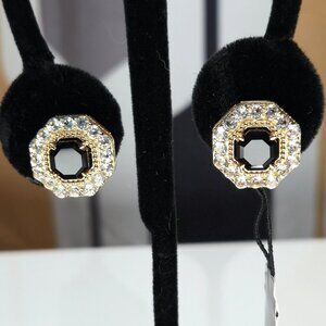 Judith Ripka Earrings Casablanca Black Onyx White Topaz Gold over Sterling NWT